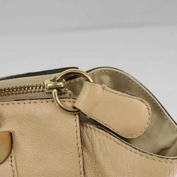 Chloe Tote Bag Leather Beige Gold Auth - Picture 5 of 16